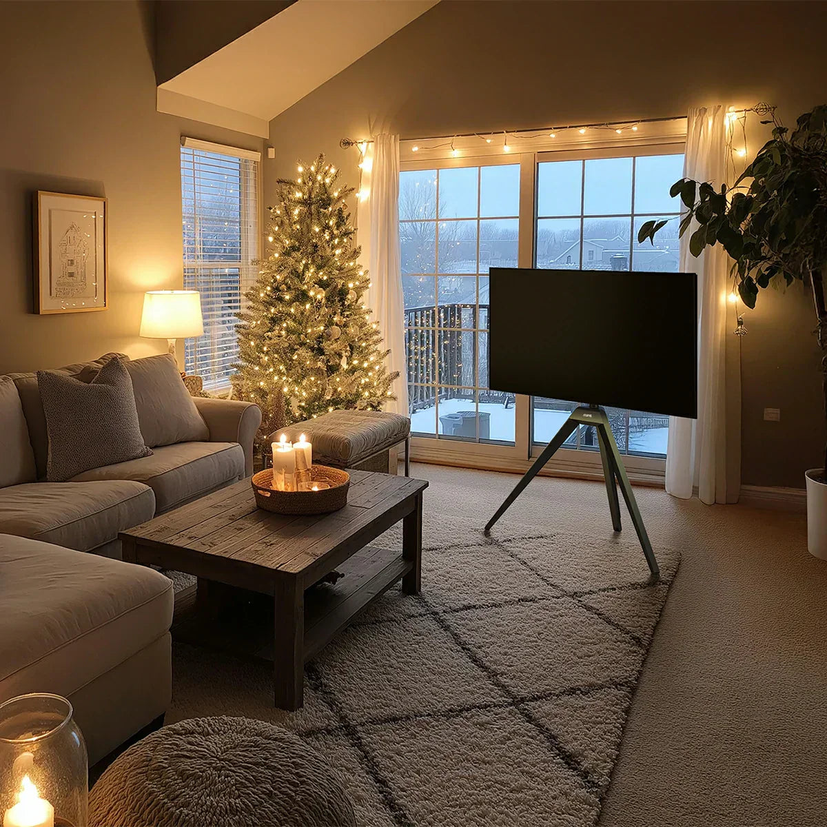 Christmas living room setup