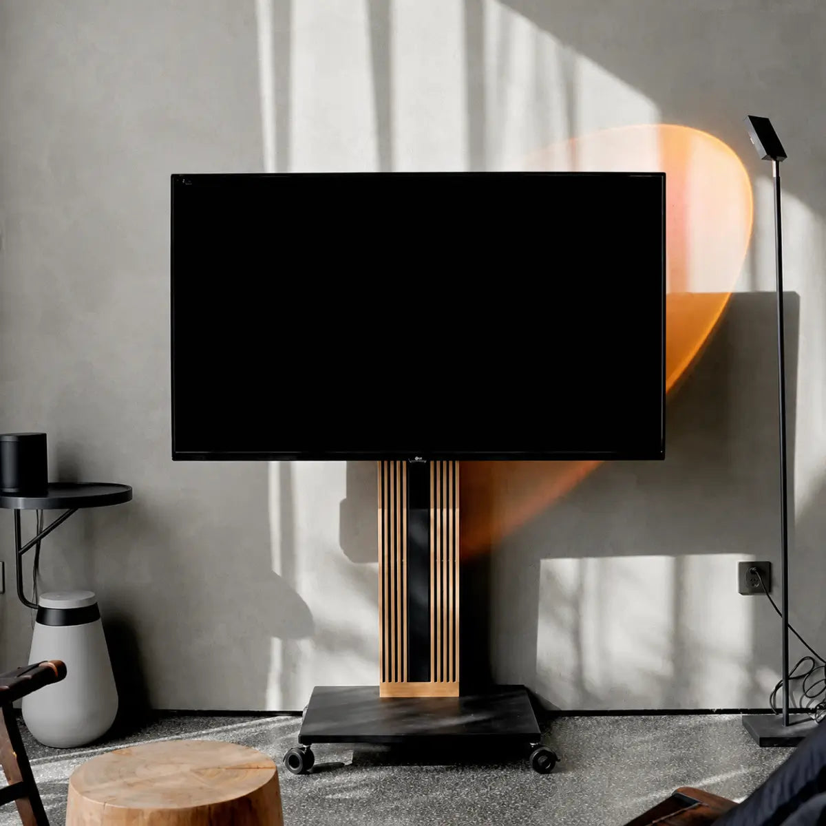 Minimalist floor TV stand interior