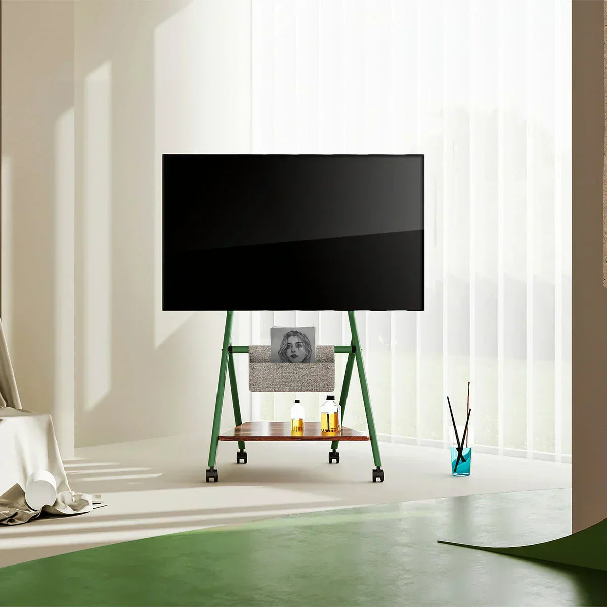 outdoor TV stand on wheels