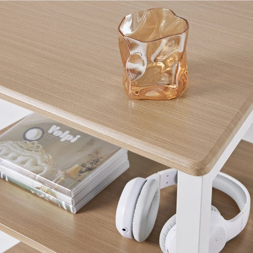 FITUEYES corner media shelf with wood grain Surface