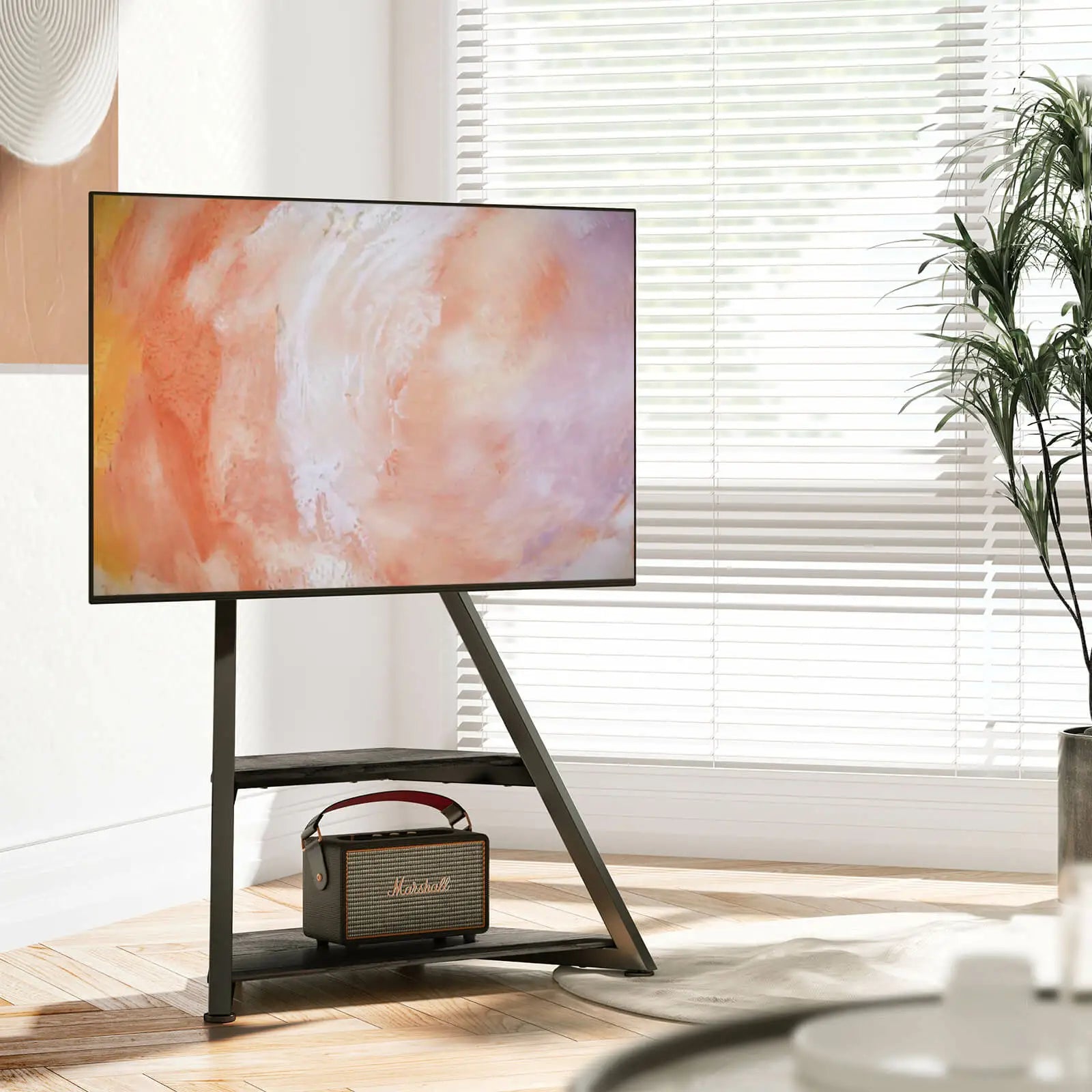 walnut wood corner tv stand