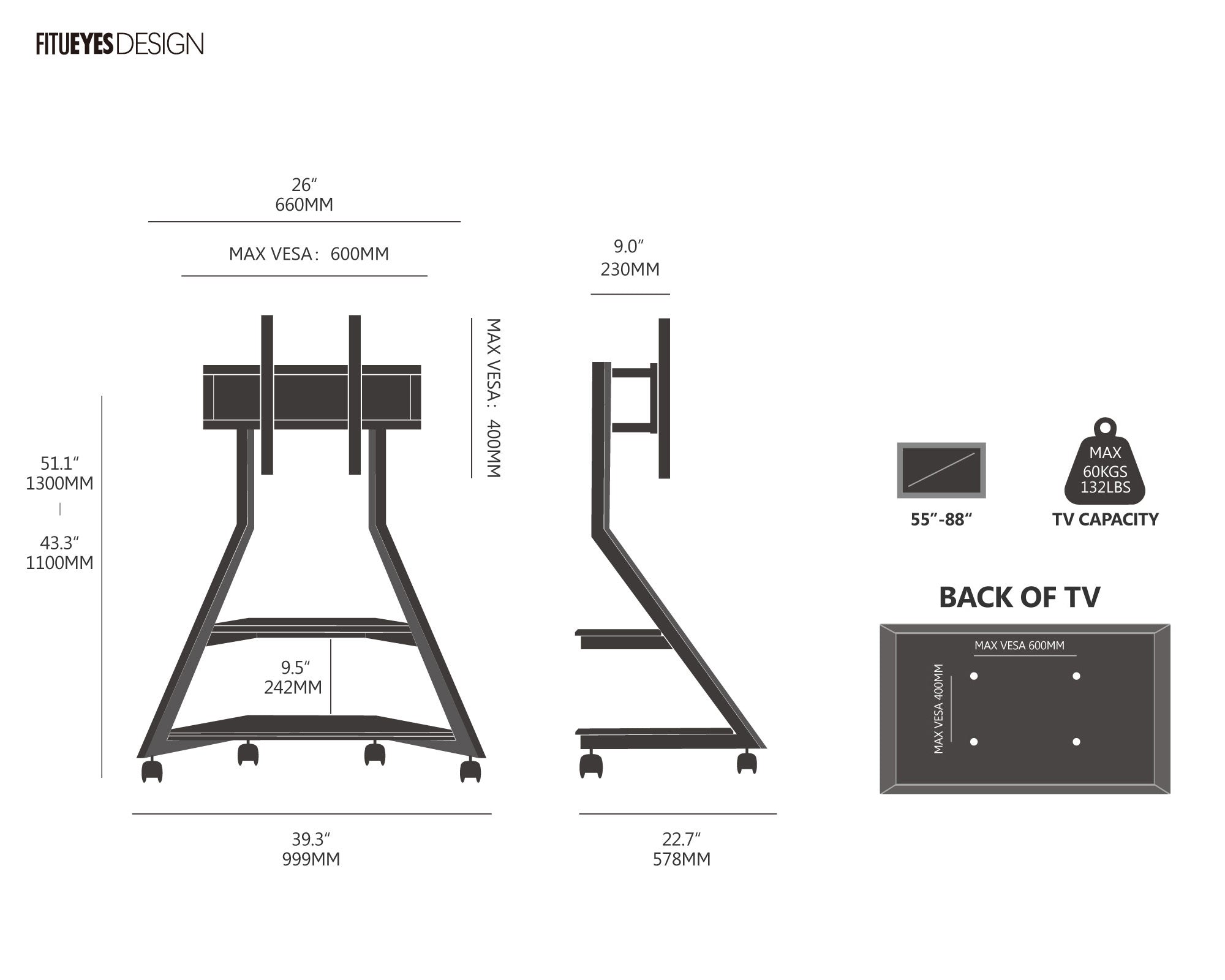 Eiffel V2 FT88 TV Stand