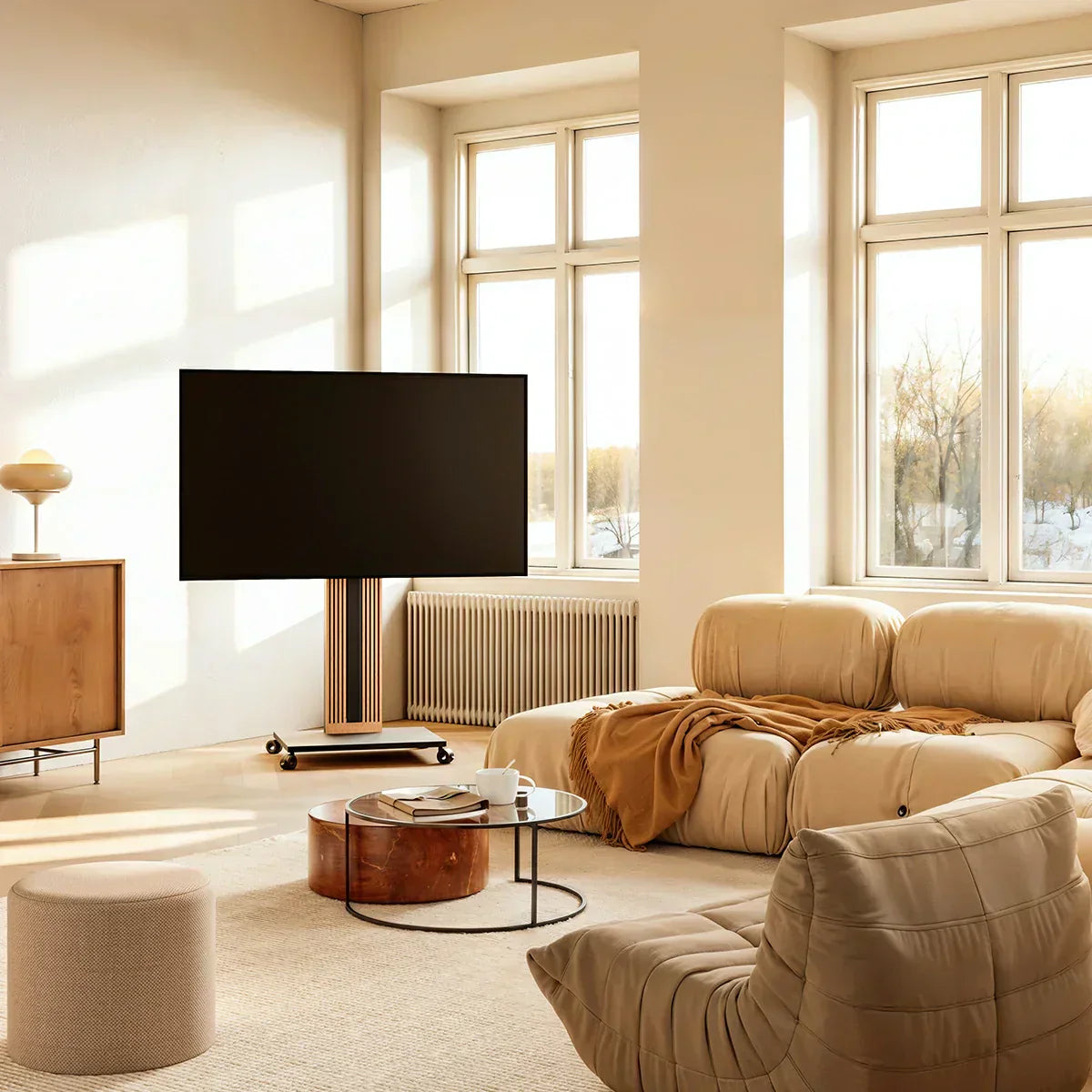 FITUEYES rolling TV stand living room