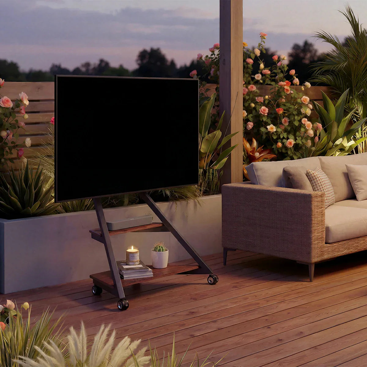 Rolling Outdoor TV Stand