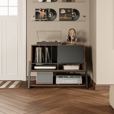 record player stand with storage