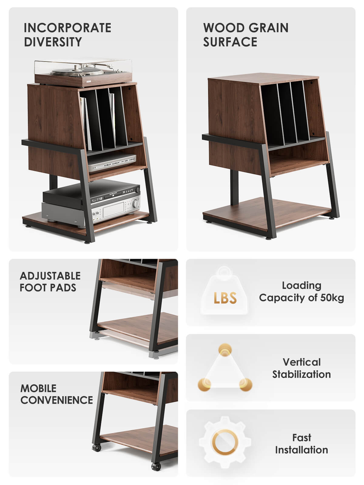 FITUEYES Eiffel RS05 Record Player Stand - FITUEYES
