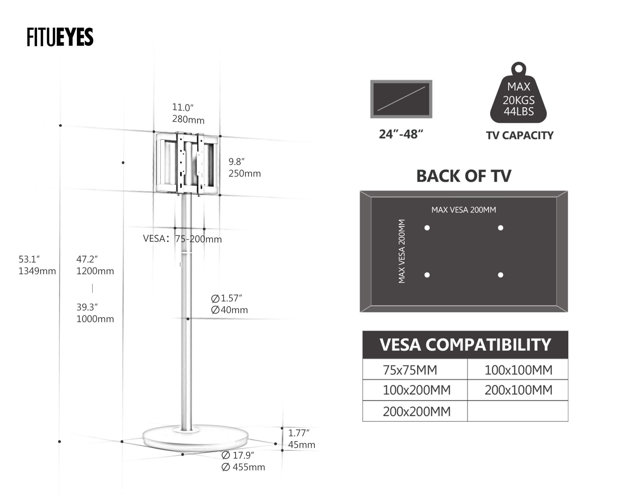 Master V2 FT48 Corner TV Stand