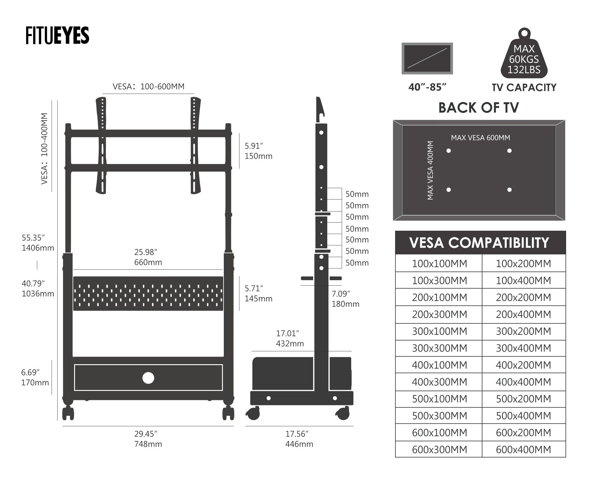 K TC85 TV Cart