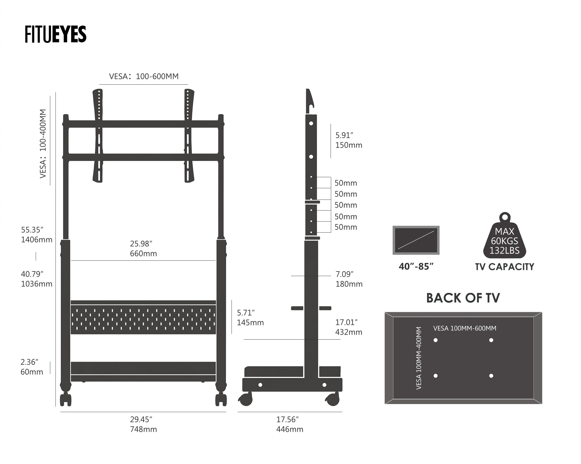 K TC85 TV Cart