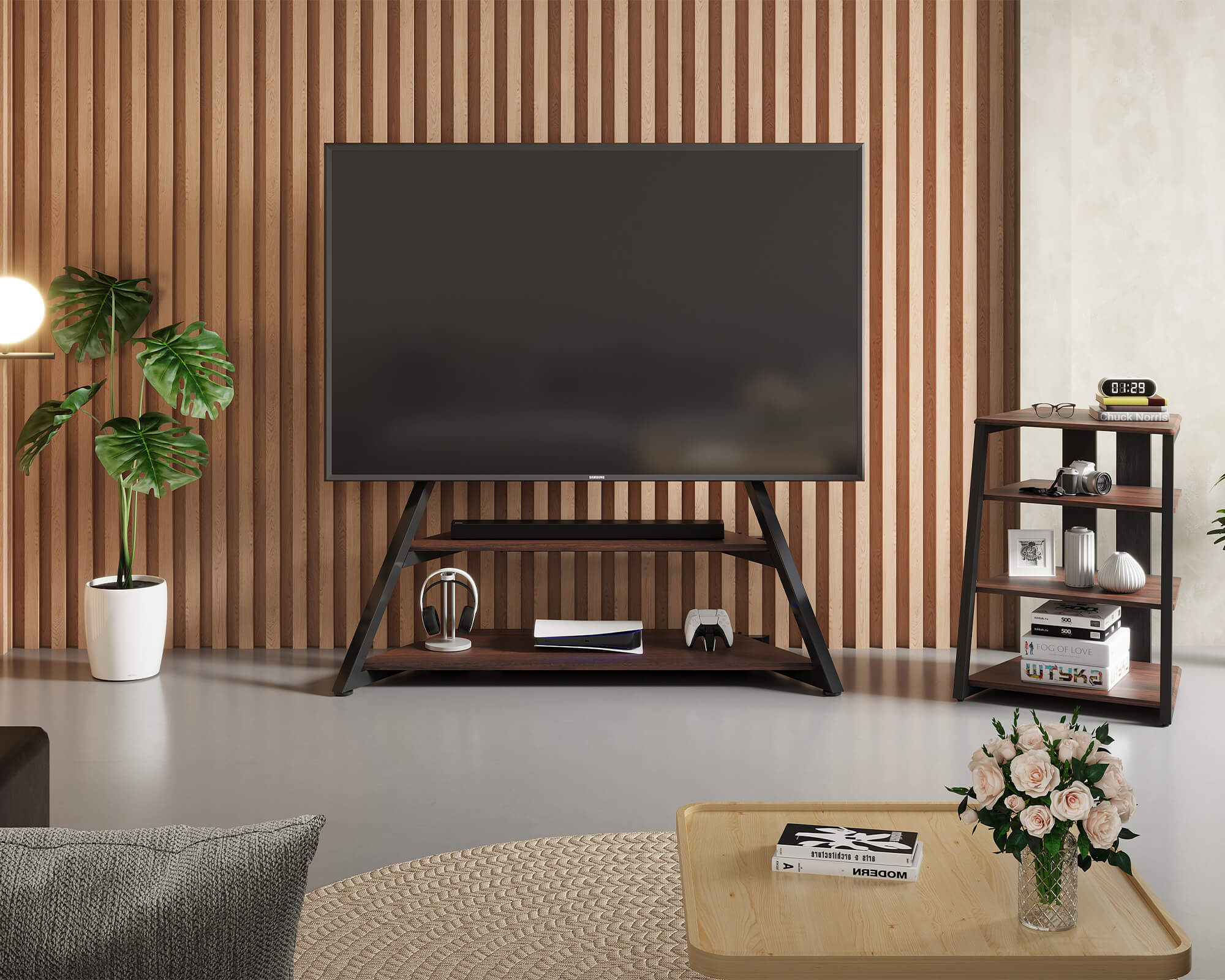 Supporto tv da pavimento design per tv da 75-100 pollici fitueyes  TT201301MB - IdeaLuceStore