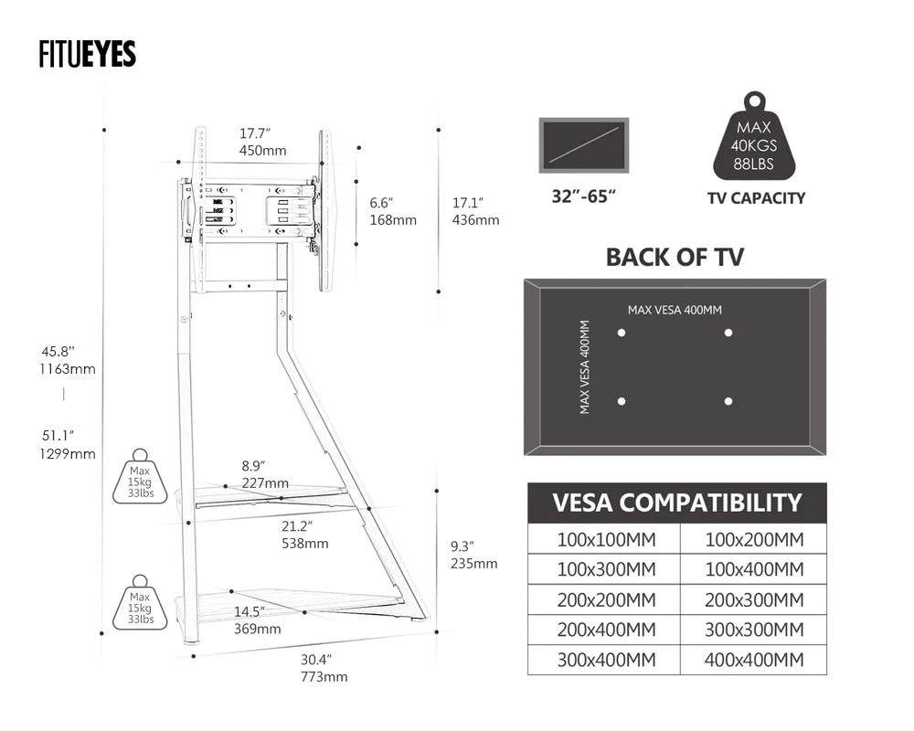 FITUEYES Eiffel FT65 TV Stand – Modern & Durable Design