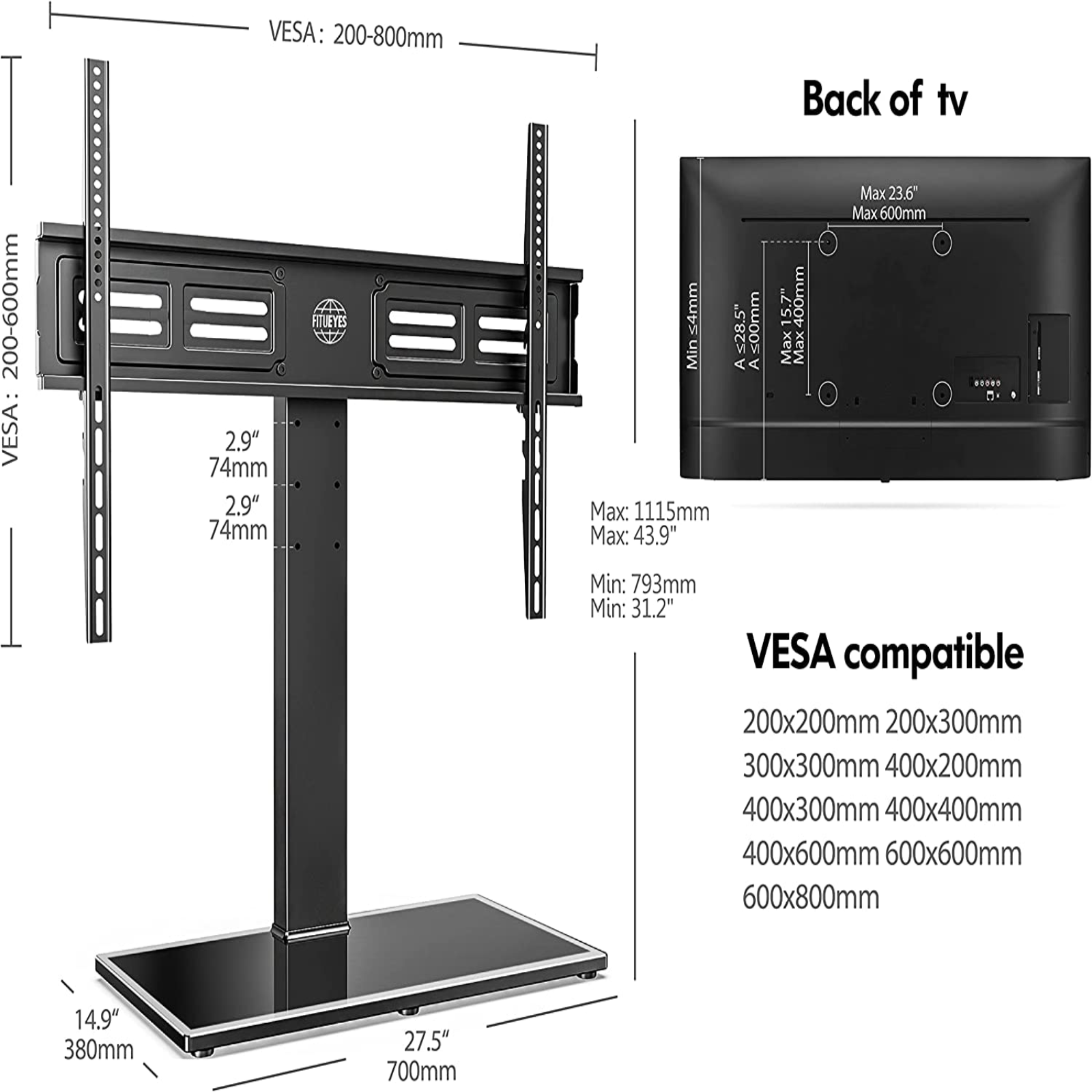 Tabletop TV Stand S Series SG3 50-85 Inch