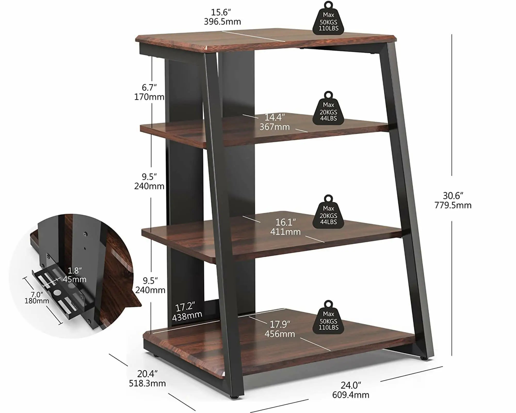 small 4 tier media stand